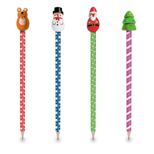 Ołówek z nakładką TRENDHAUS MM SF, świąteczny, mix kolorów