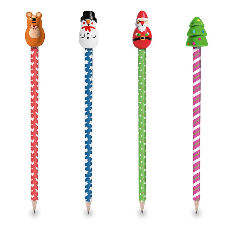 Ołówek z nakładką TRENDHAUS MM SF, świąteczny, mix kolorów
