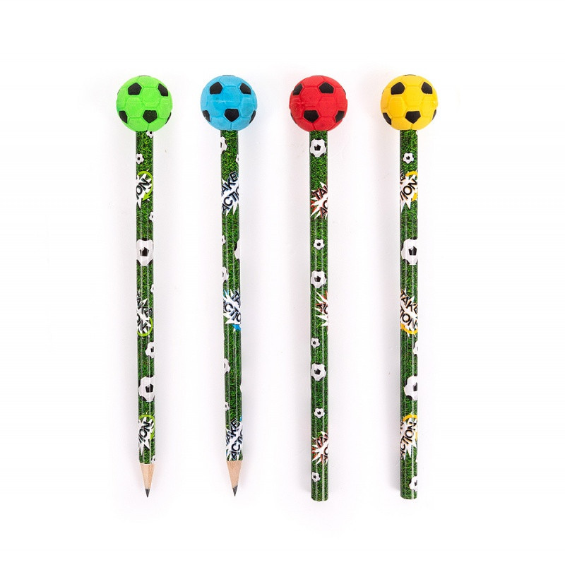 Ołówek z gumką do ścierania TRENDHAUS Take Action, piłka nożna, mix kolorów