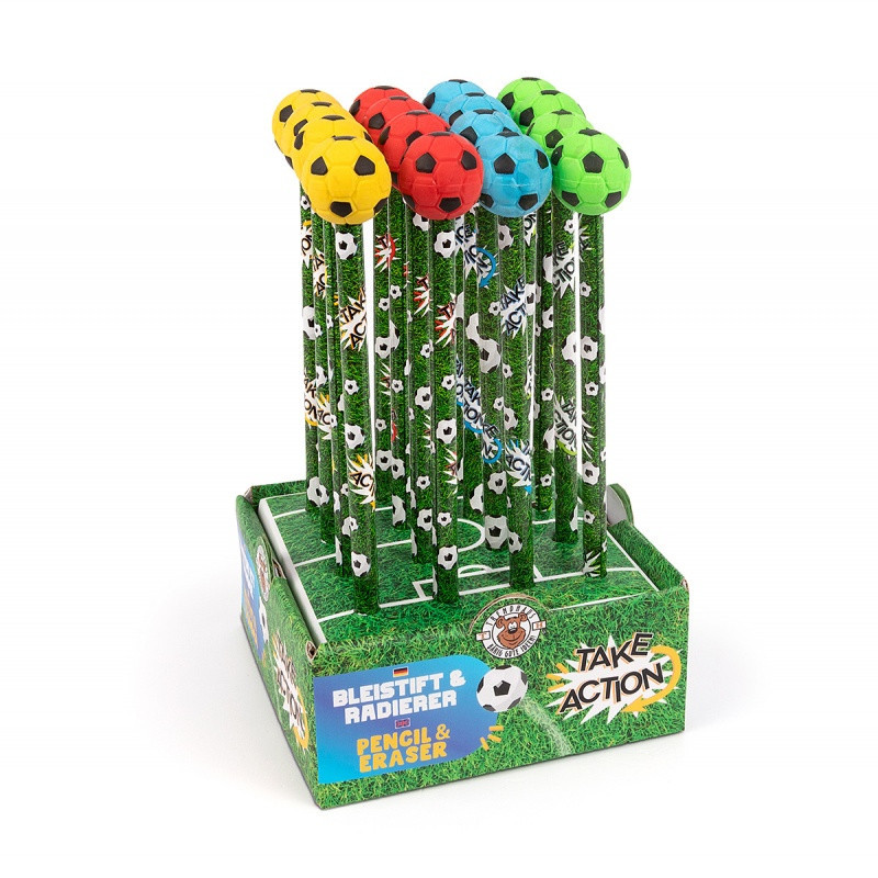 Ołówek z gumką do ścierania TRENDHAUS Take Action, piłka nożna, mix kolorów