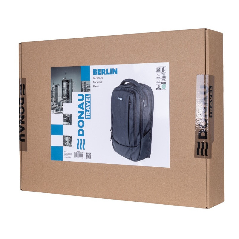 Plecak DONAU TRAVEL Berlin, 15,6", 16l, USB + kabel, czarny