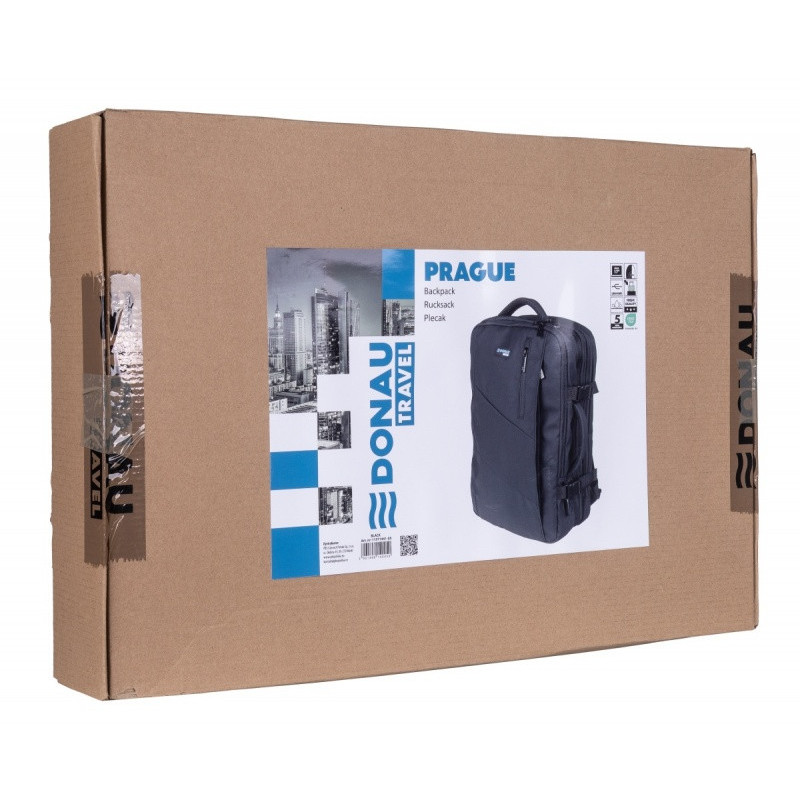 Plecak DONAU TRAVEL Prague, 17", 32l, USB + kabel, czarny