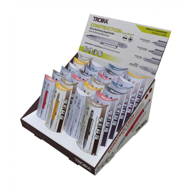 Display naladowy długopisów wielozadaniowych TROIKA Construction Liliput, 24 szt.