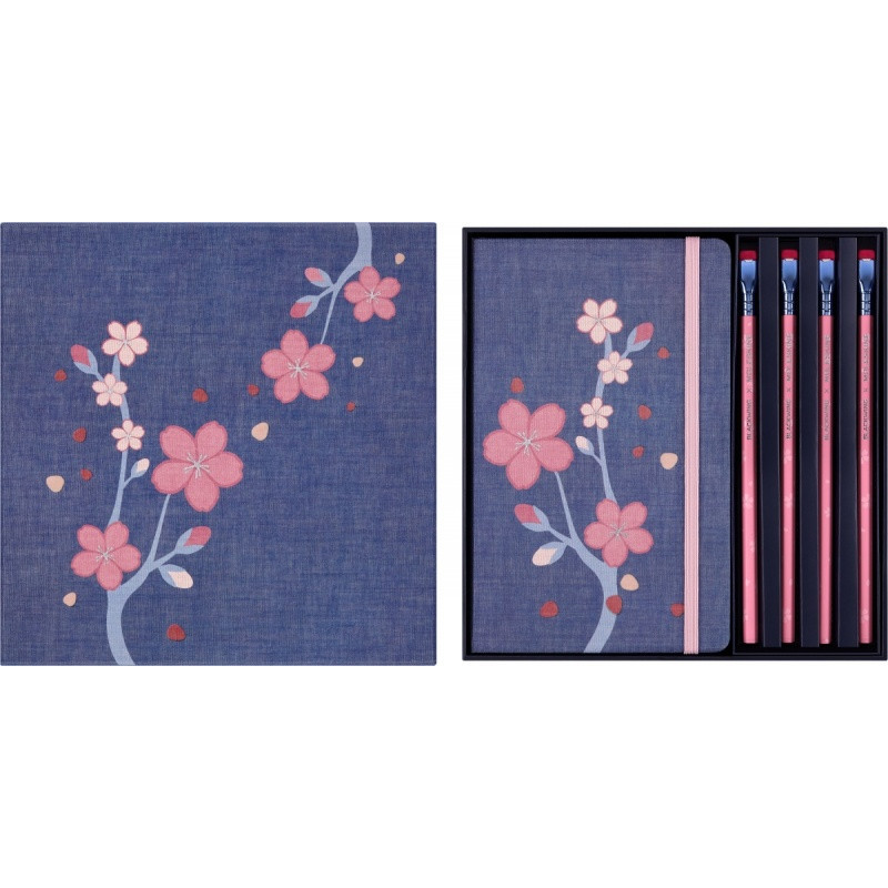 Zestaw BLACKWING X MOLESKINE 2025, notes Sakura, L, 13x21cm, gładki, w linie + 4 ołówki, edycja limitowana, w pudełku