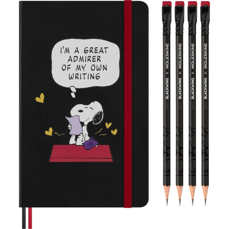 Zestaw MOLESKINE Peanuts Themed 2025, notes Snoopy + 4 ołówki, edycja limitowana, w pudełku