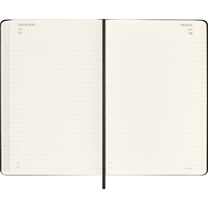 Kalendarz dzienny MOLESKINE 2025/26, 18M, L, twarda oprawa, 13x21cm, czarny