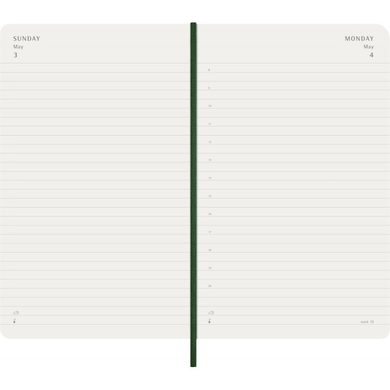 Kalendarz dzienny MOLESKINE 2026, 12M, L, miękka oprawa, 13x21cm, myrtle green