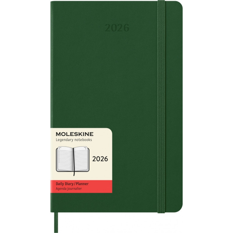 Kalendarz dzienny MOLESKINE 2026, 12M, L, twarda oprawa, 13x21cm, myrtle green