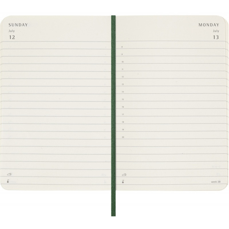 Kalendarz dzienny MOLESKINE 2026, 12M, P, miękka oprawa, 9x14cm, myrtle green