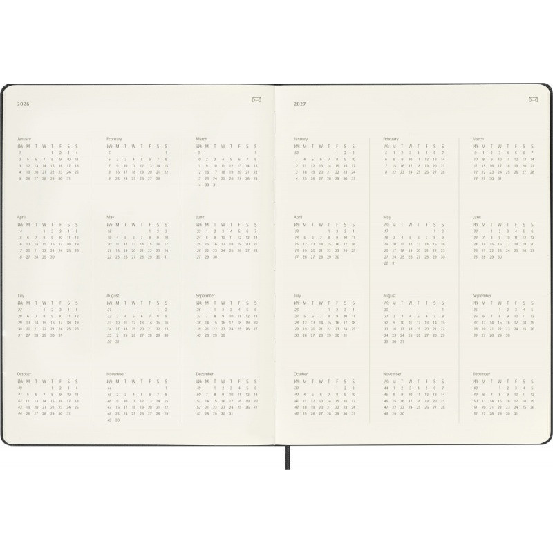 Kalendarz miesięczny MOLESKINE 2026, 12M, XL, twarda oprawa, 19x25cm, czarny