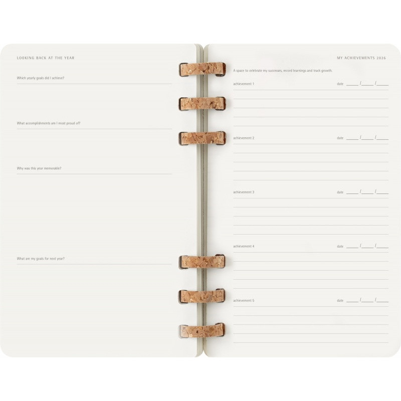 Kalendarz tygodniowy/miesięczny na spirali MOLESKINE 2026, 12M, L, miękka oprawa, 13x21cm, czarny