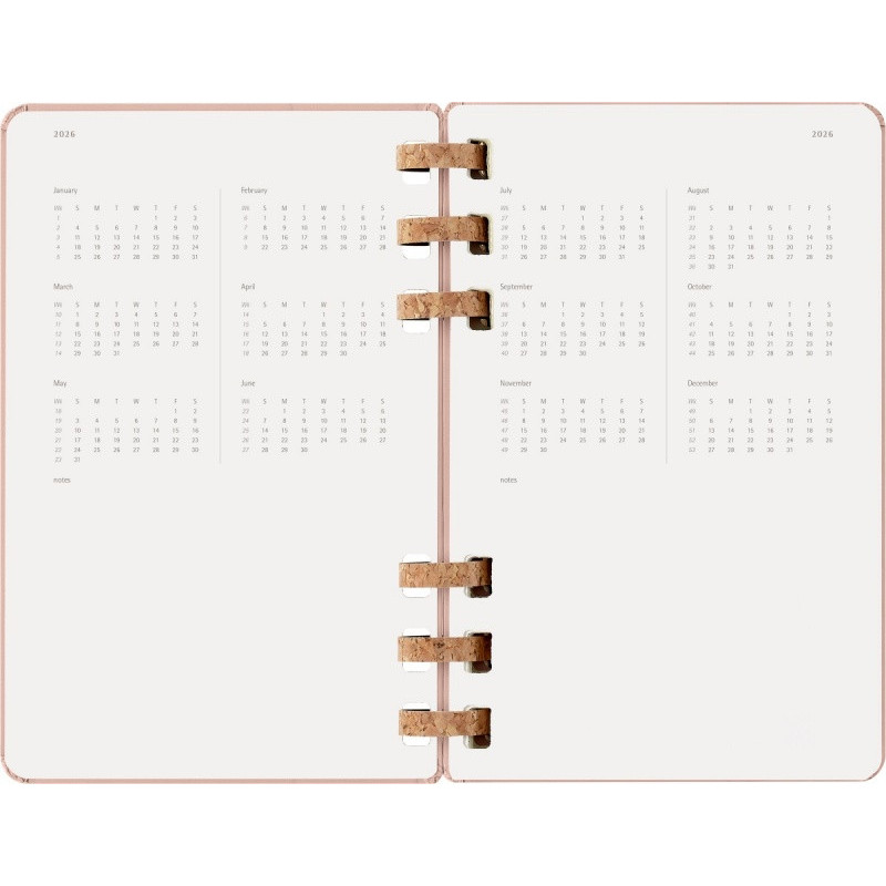 Kalendarz tygodniowy/miesięczny na spirali MOLESKINE 2026, 12M, L, twarda oprawa, 13x21cm, crush almond