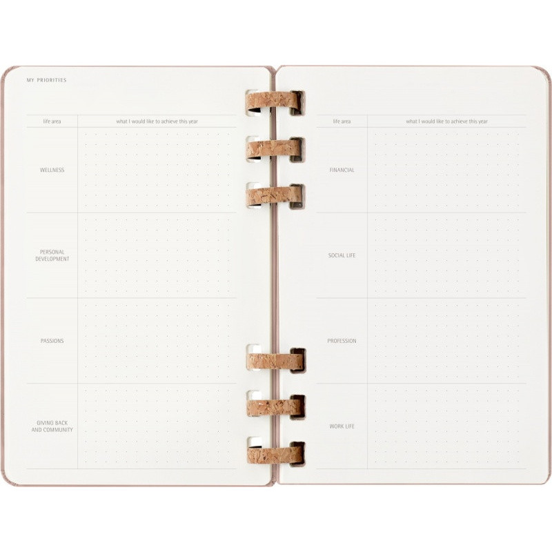 Kalendarz tygodniowy/miesięczny na spirali MOLESKINE 2026, 12M, L, twarda oprawa, 13x21cm, crush almond