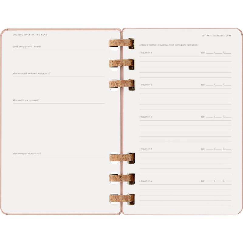 Kalendarz tygodniowy/miesięczny na spirali MOLESKINE 2026, 12M, L, twarda oprawa, 13x21cm, crush almond