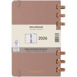Kalendarz tygodniowy/miesięczny na spirali MOLESKINE 2026, 12M, L, twarda oprawa, 13x21cm, crush almond