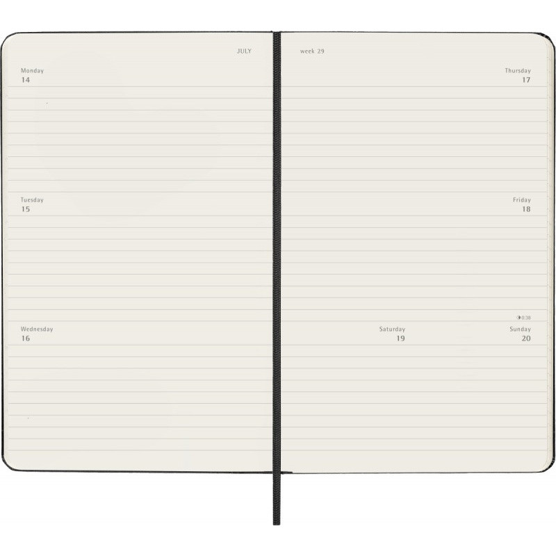 Kalendarz tygodniowy horyzontalny MOLESKINE 2025/26, 18M, L, twarda oprawa, 13x21cm, czarny
