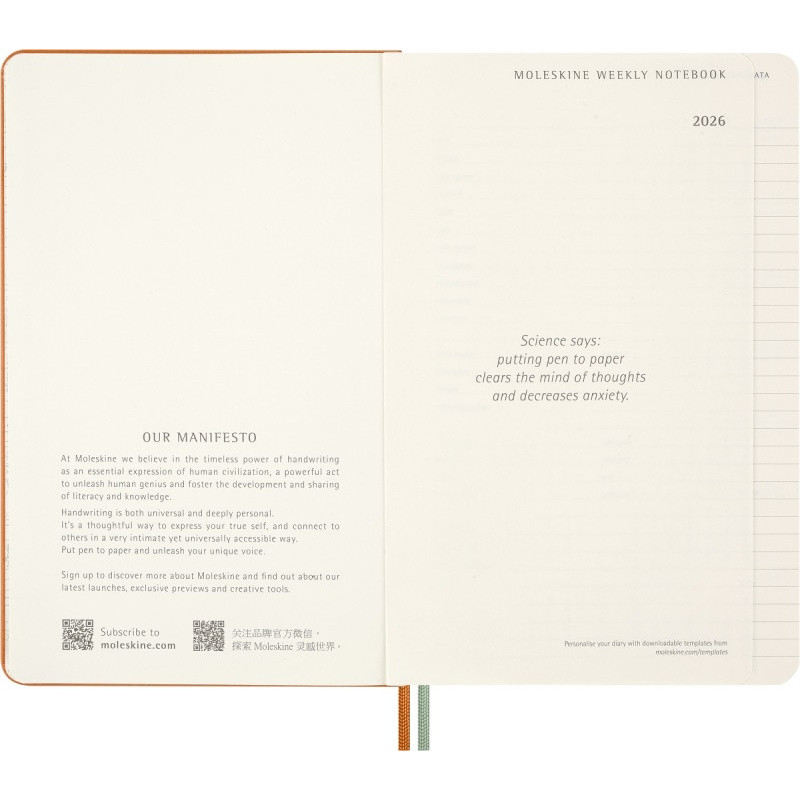 Kalendarz tygodniowy MOLESKINE 2026, 12M, L, twarda oprawa, 13x21cm, Peanuts Snoopy