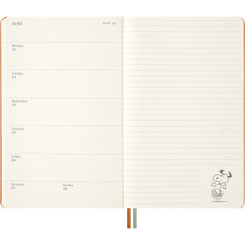 Kalendarz tygodniowy MOLESKINE 2026, 12M, L, twarda oprawa, 13x21cm, Peanuts Snoopy