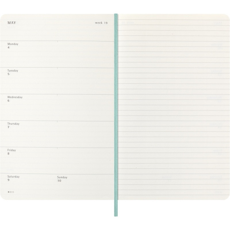 Kalendarz tygodniowy MOLESKINE 2026, 12M, L, synt. skóra węża, 13x21cm, edycja limitowana, w pudełku, sage green