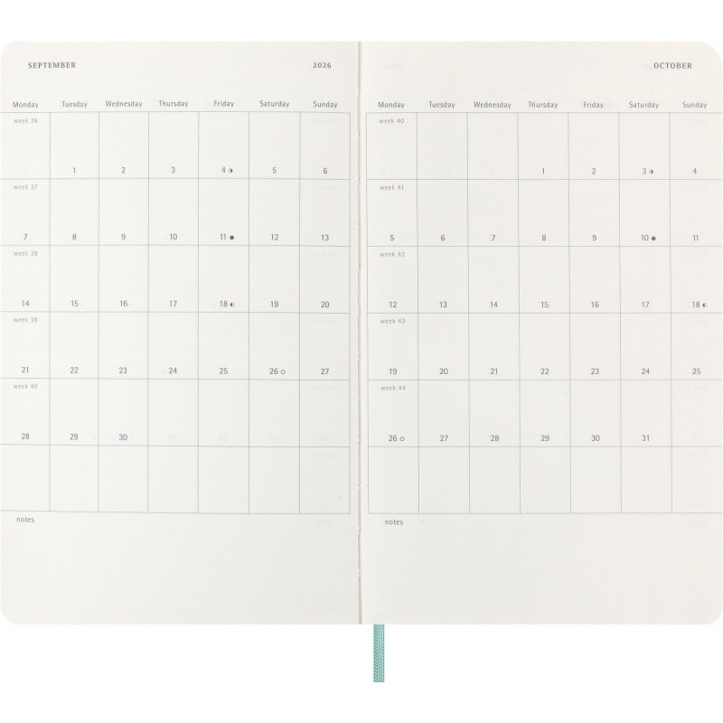 Kalendarz tygodniowy MOLESKINE 2026, 12M, L, synt. skóra węża, 13x21cm, edycja limitowana, w pudełku, sage green