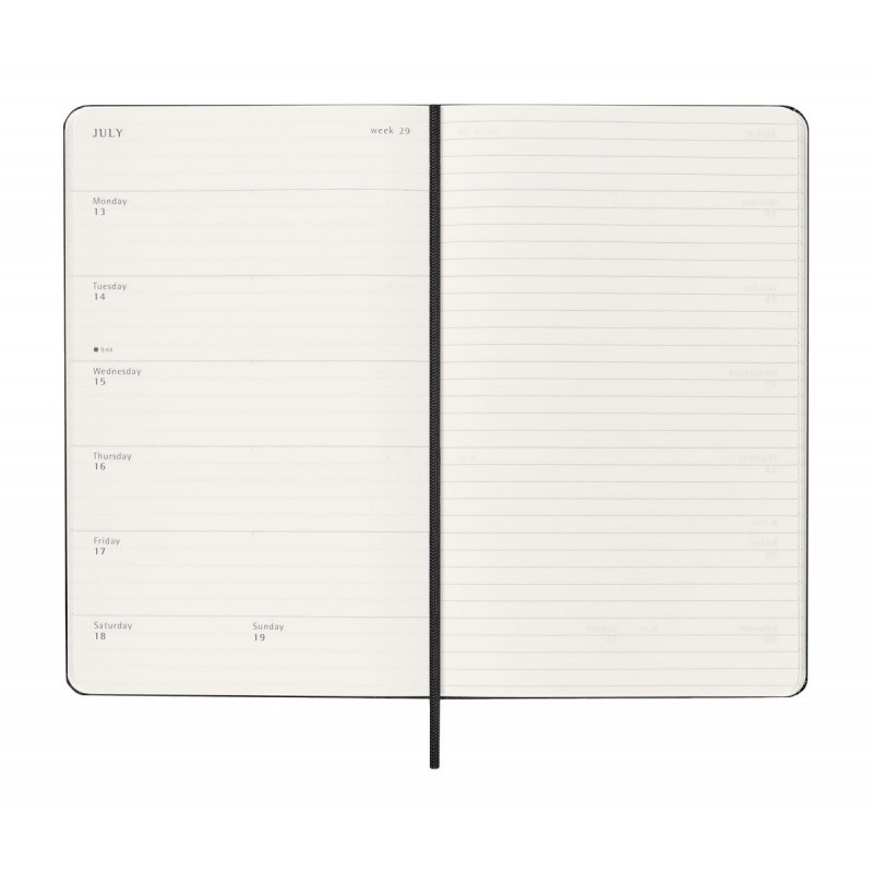 Kalendarz tygodniowy MOLESKINE 2026, 12M, L, twarda oprawa, 13x21cm, czarny