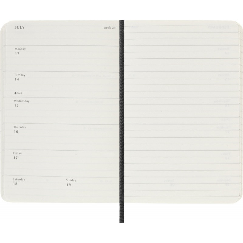 Kalendarz tygodniowy MOLESKINE 2026, 12M, P, miękka oprawa, 9x14cm, czarny