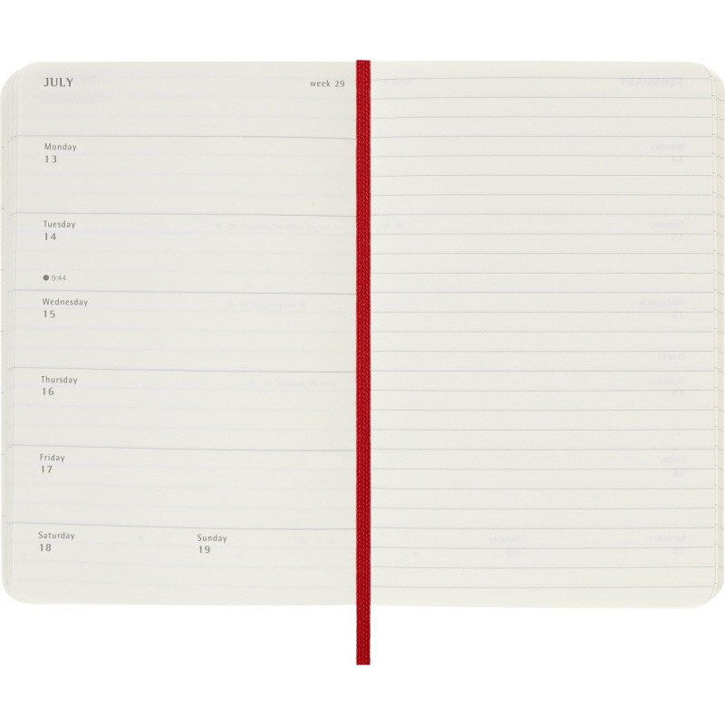 Kalendarz tygodniowy MOLESKINE 2026, 12M, P, miękka oprawa, 9x14cm, scarlet red