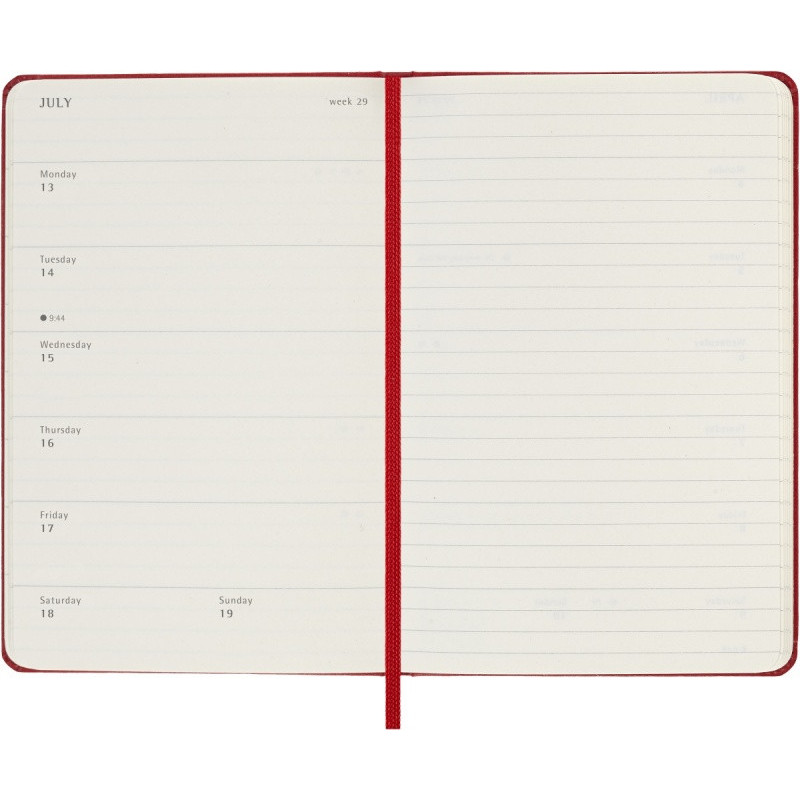 Kalendarz tygodniowy MOLESKINE 2026, 12M, P, twarda oprawa, 9x14cm, scarlet red