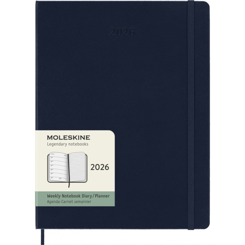 Kalendarz tygodniowy MOLESKINE 2026, 12M, XL, twarda oprawa, 19x25cm, sapphire blue