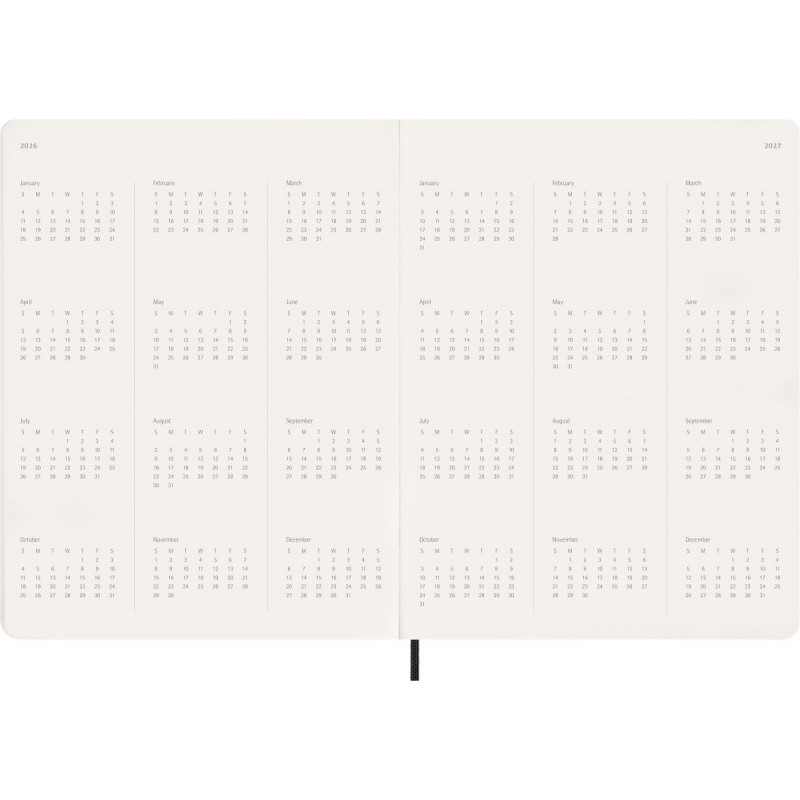 Kalendarz tygodniowy vertykalny MOLESKINE 2026, 15M, XXL, miękka oprawa, 23,5x28cm, czarny