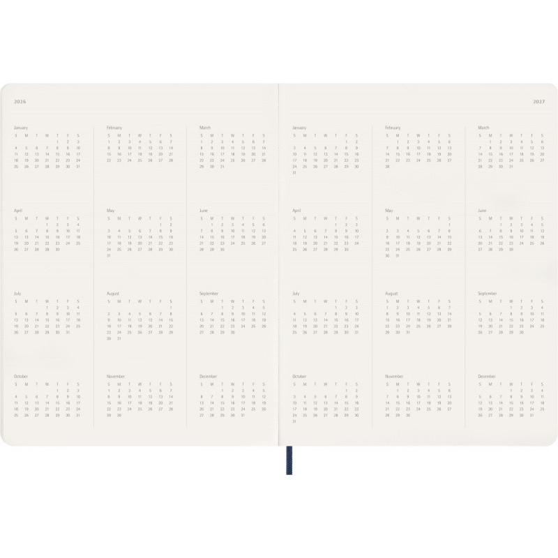 Kalendarz tygodniowy vertykalny MOLESKINE 2026, 15M, XXL, miękka oprawa, 23,5x28cm, sapphire blue