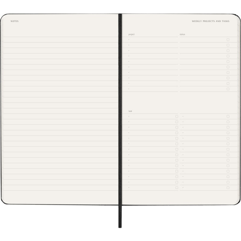 Kalendarz tygodniowy vertykalny MOLESKINE Pro 2026, 12M, L, twarda oprawa, 13x21cm, czarny