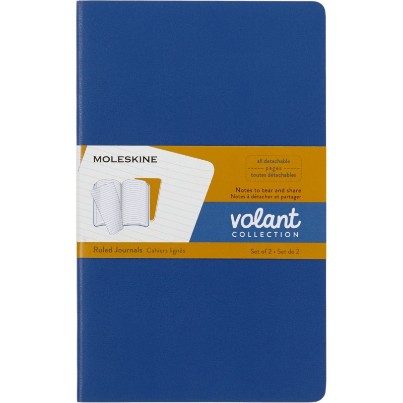 Zestaw 2 zeszytów MOLESKINE Volant, L, 13x21cm, w linie, 96 stron, blue/amber yellow