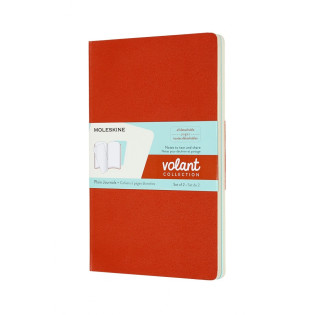 Zestaw 2 zeszytów MOLESKINE Volant, L, 13x21cm, gładki, 96 stron, coral orange/aquamarine