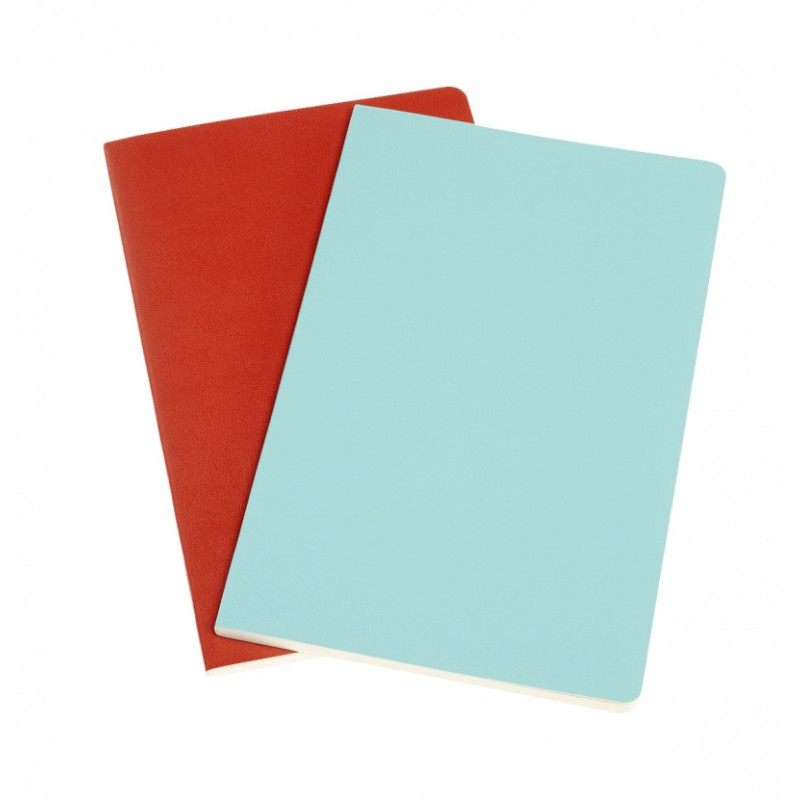 Zestaw 2 zeszytów MOLESKINE Volant, L, 13x21cm, gładki, 96 stron, coral orange/aquamarine
