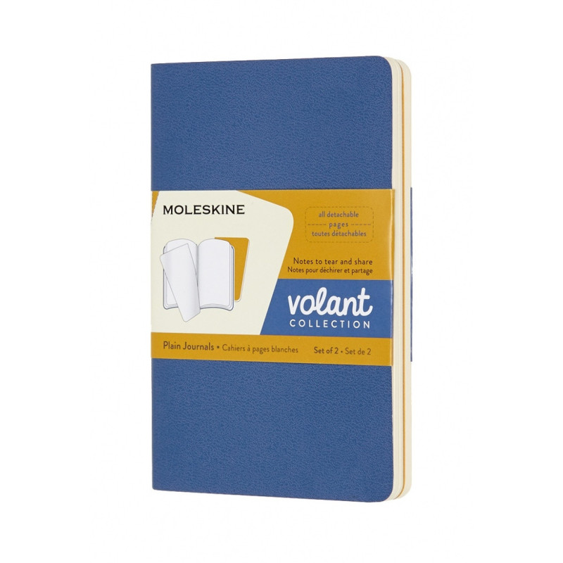 Zestaw 2 zeszytów MOLESKINE Volant, P, 9x14cm, gładki, 80 stron, blue/amber yellow