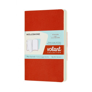 Zestaw 2 zeszytów MOLESKINE Volant, P, 9x14cm, gładki, 80 stron, coral orange/aquamarine