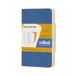 Zestaw 2 zeszytów MOLESKINE Volant, XS, 6,5x10,5cm, w linie, 56 stron, blue/amber yellow