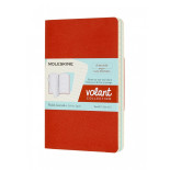 Zestaw 2 zeszytów MOLESKINE Volant, P, 9x14cm, w linie, 80 stron, coral orange/aquamarine