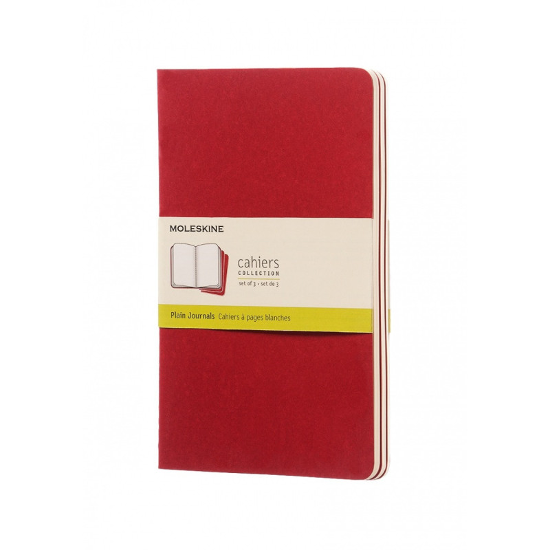 Zestaw 3 zeszytów MOLESKINE Cahier Journals, L, 13x21cm, gładki, 80 stron, cranberry red