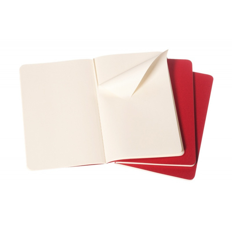 Zestaw 3 zeszytów MOLESKINE Cahier Journals, L, 13x21cm, gładki, 80 stron, cranberry red