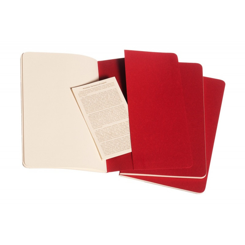 Zestaw 3 zeszytów MOLESKINE Cahier Journals, L, 13x21cm, gładki, 80 stron, cranberry red