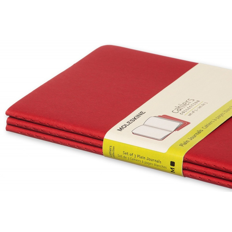 Zestaw 3 zeszytów MOLESKINE Cahier Journals, L, 13x21cm, gładki, 80 stron, cranberry red