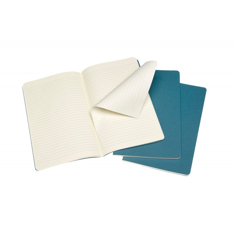 Zestaw 3 zeszytów MOLESKINE Cahier Journals, L, 13x21cm, w linie, 80 stron, brisk blue