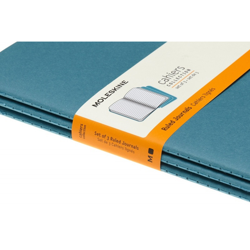 Zestaw 3 zeszytów MOLESKINE Cahier Journals, L, 13x21cm, w linie, 80 stron, brisk blue