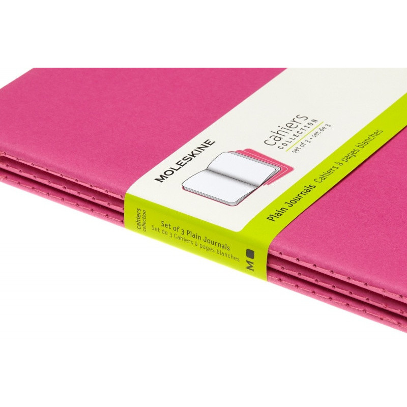 Zestaw 3 zeszytów MOLESKINE Cahier Journals, L, 13x21cm, gładki, 80 stron, kinetic pink