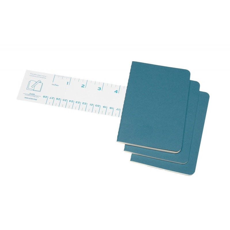 Zestaw 3 zeszytów MOLESKINE Cahier Journals, P, 9x14cm, gładki, 64 strony, brisk blue