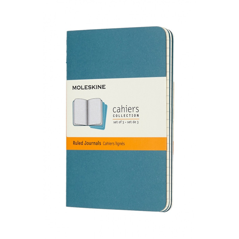 Zestaw 3 zeszytów MOLESKINE Cahier Journals, P, 9x14cm, w linie, 64 strony, brisk blue