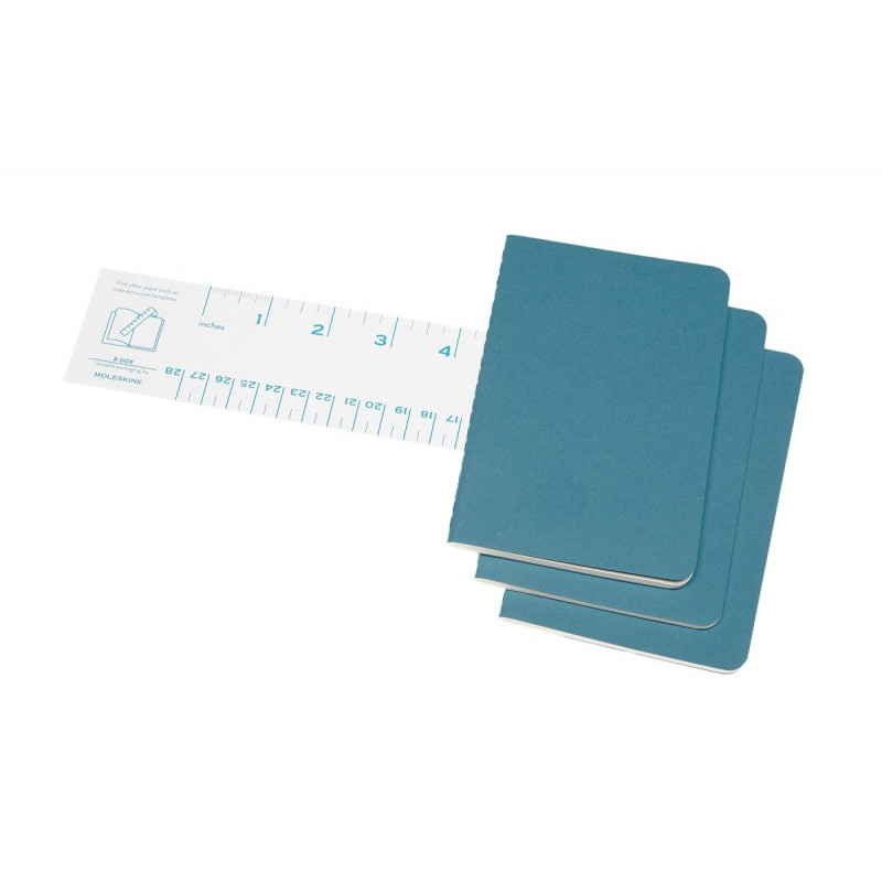 Zestaw 3 zeszytów MOLESKINE Cahier Journals, P, 9x14cm, w linie, 64 strony, brisk blue