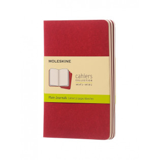 Zestaw 3 zeszytów MOLESKINE Cahier Journals, P, 9x14cm, gładki, 64 strony, cranberry red